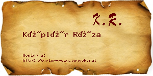 Káplár Róza névjegykártya